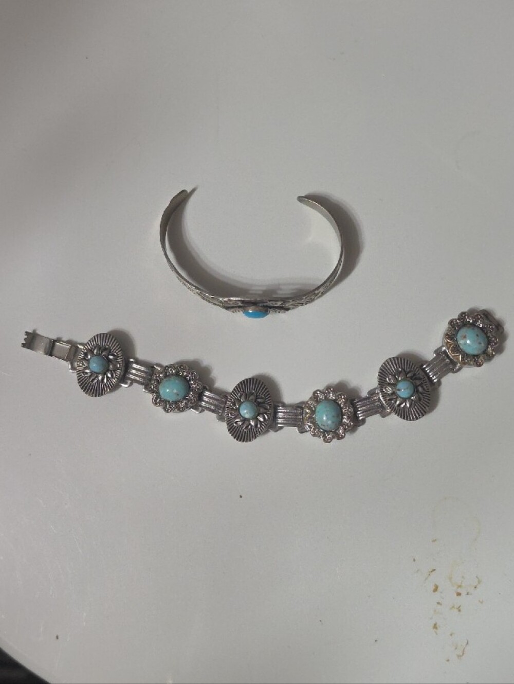 Source Unknown Turquoise Blue Stone Silver-Tone Bracelet and Cuff Set - Picture 4 of 4